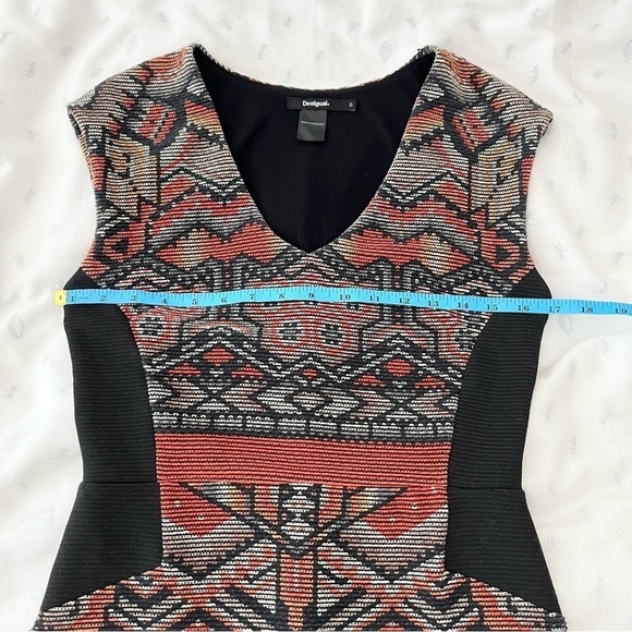 Desigual Dunia Aztec Bodycon Mini Dress Slimming Panels Small Tribal Chic Small - Picture 13 of 16